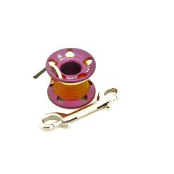 Aluminium finger spool - purple holder with 15-metre line