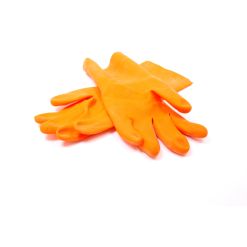 Orange Rubber Latex Gloves with cotton flock lining- (7.5) Small (GL-ORL-S)