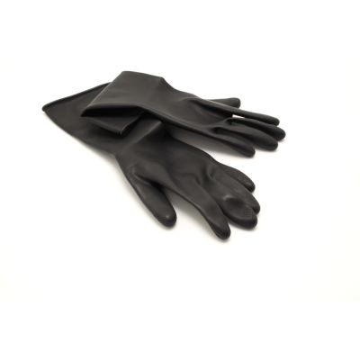 Black rubber latex 1.6mm gloves (6.5, small)